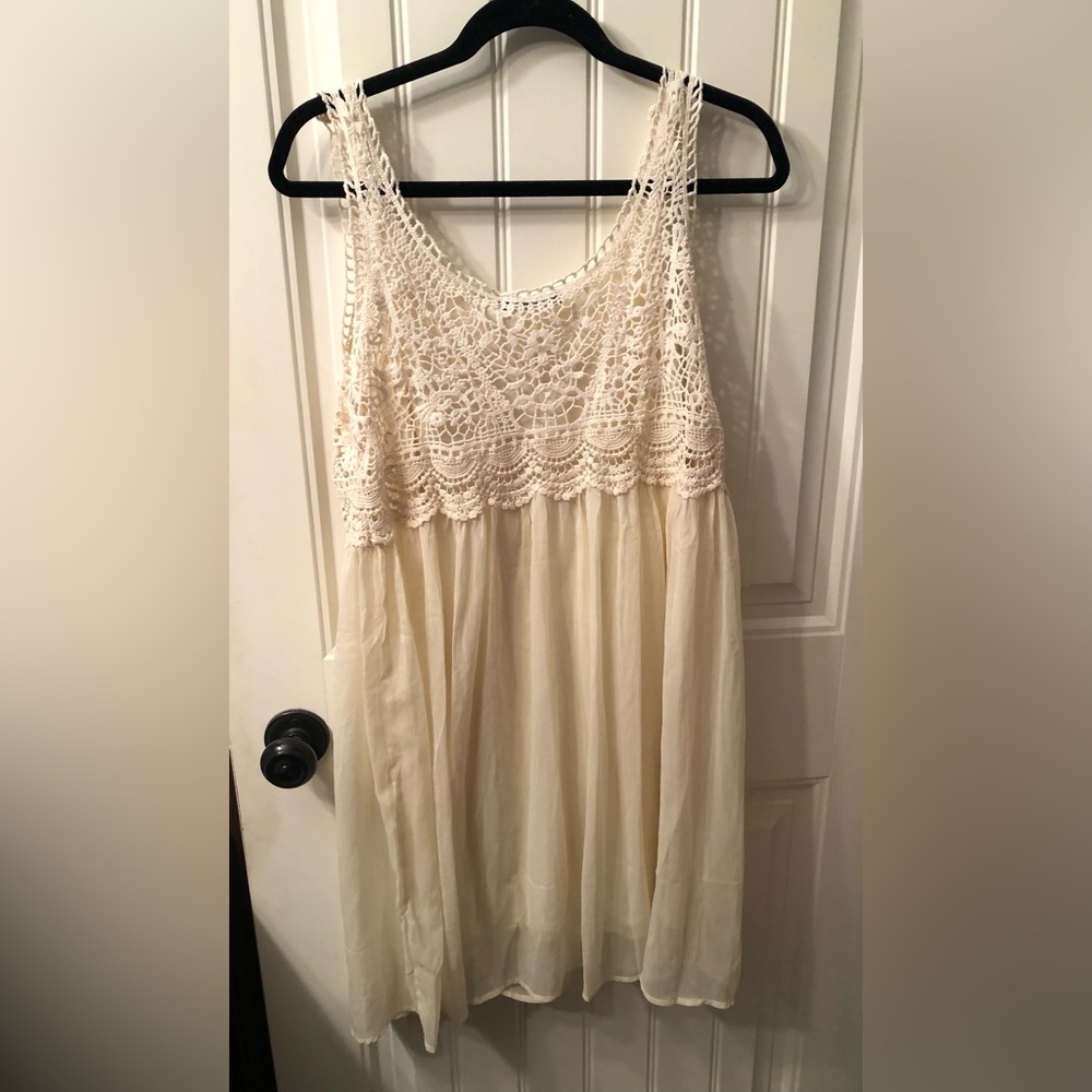 Harlow Cream Crochet Sundress with Black Tag Detail - Picture 5 of 6